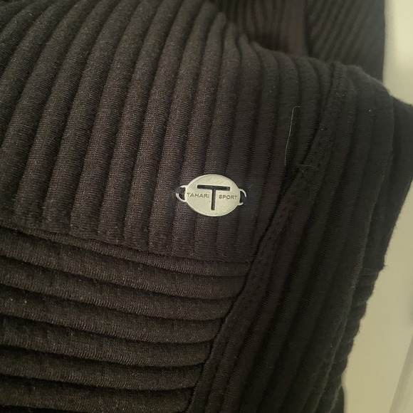 TAHARI SPORT Sweater Womens Small Black Ribbed Flared Sleeve Pullover Mock Neck - Picture 9 of 11